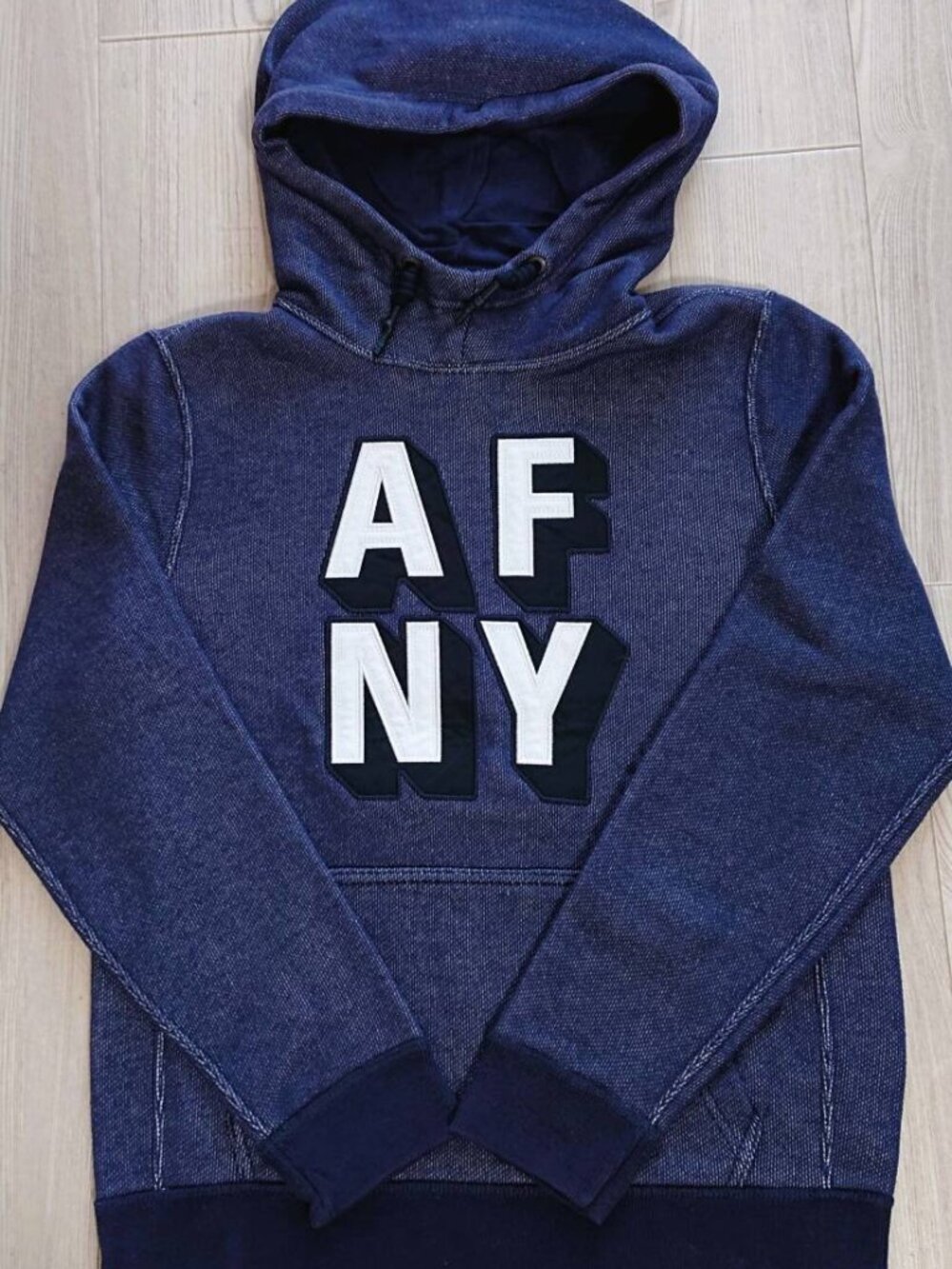 VTG Abercrombie & Fitch Hoodie Sweatshirt Y2K Blue Muscle Fit Mens Medium NY